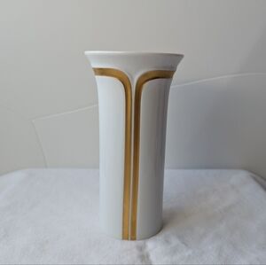 Rosenthal Studio-Line White Porcelain Gold Detail Vase MCM Vintage